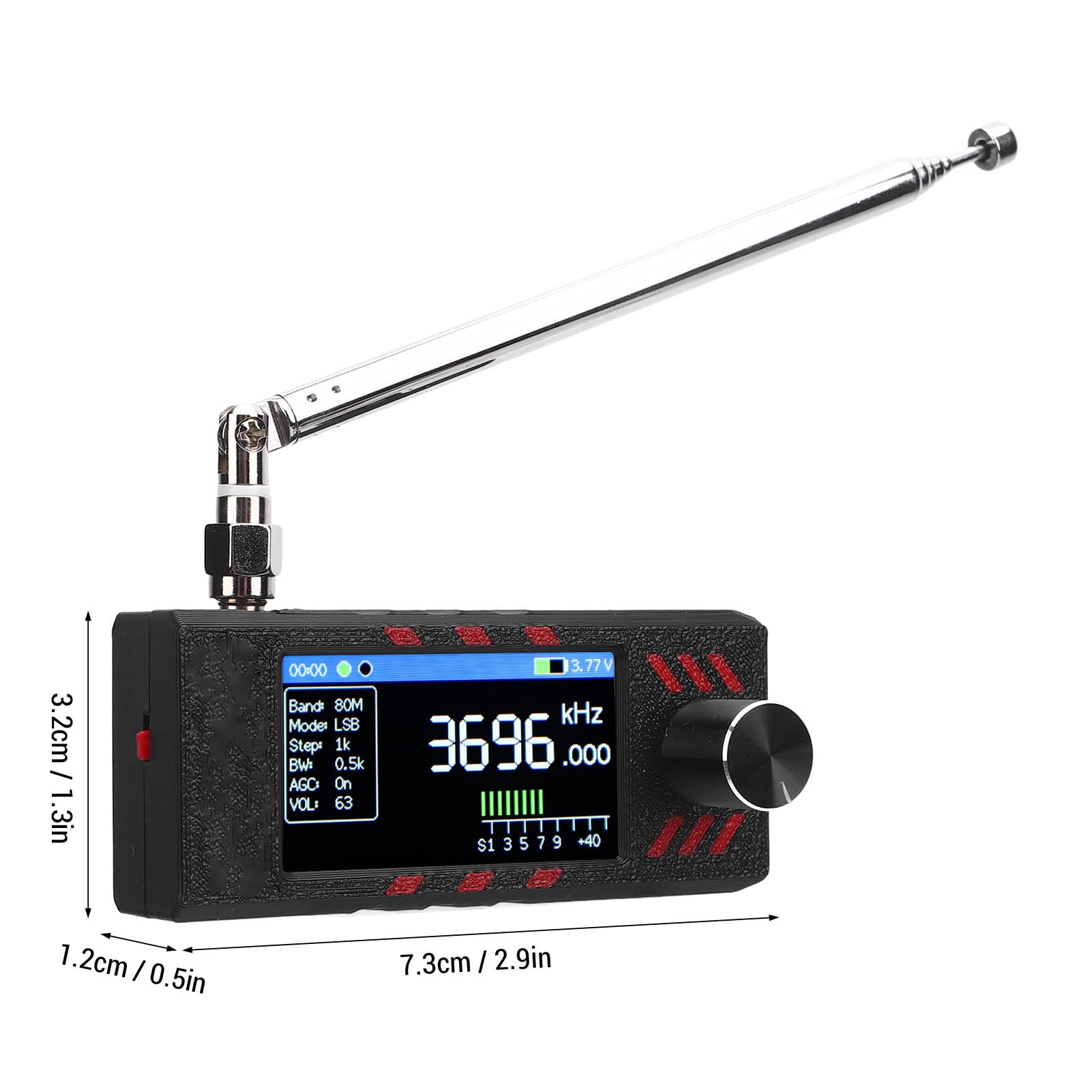 Luocute Mini Récepteur Radio, Radio à Ondes Courtes Portables avec écran de Couleur de 1,9 Pouce Récepteur de Bande Complète pour FM AM LSB USB avec Batterie de 800 MAh de Charge C.