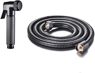 Black Small Compact Bidet Douche shattaf Sprayer with Black Hose 1.5 m Cloth Diaper Sprayer Bathroom Handheld Bidet Toilet Stainless Steel Tap Spray Shattaf Toilet Cleaning Faucet,