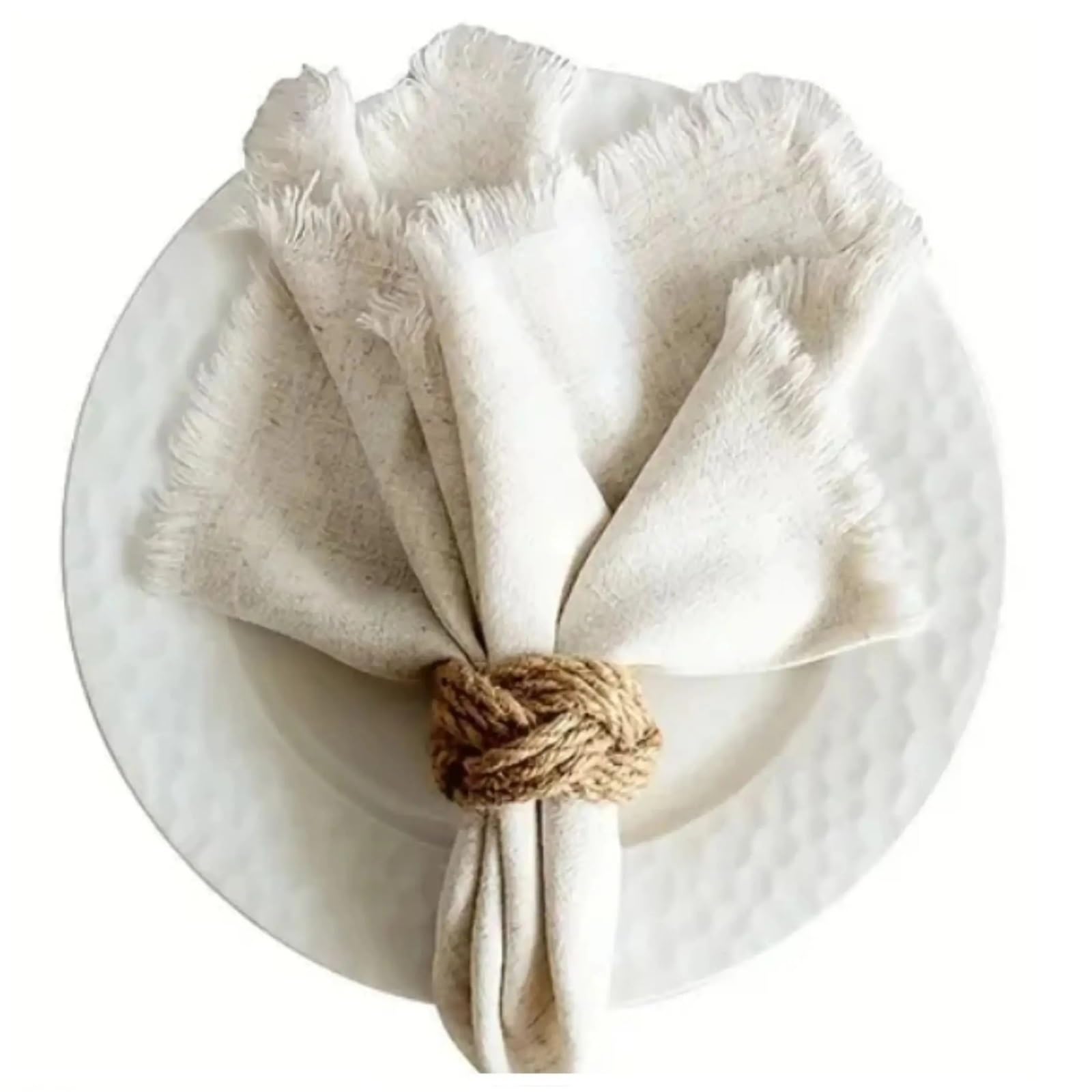 Ensemble de Ronds Serviette tressés en Lin, 48 pièces