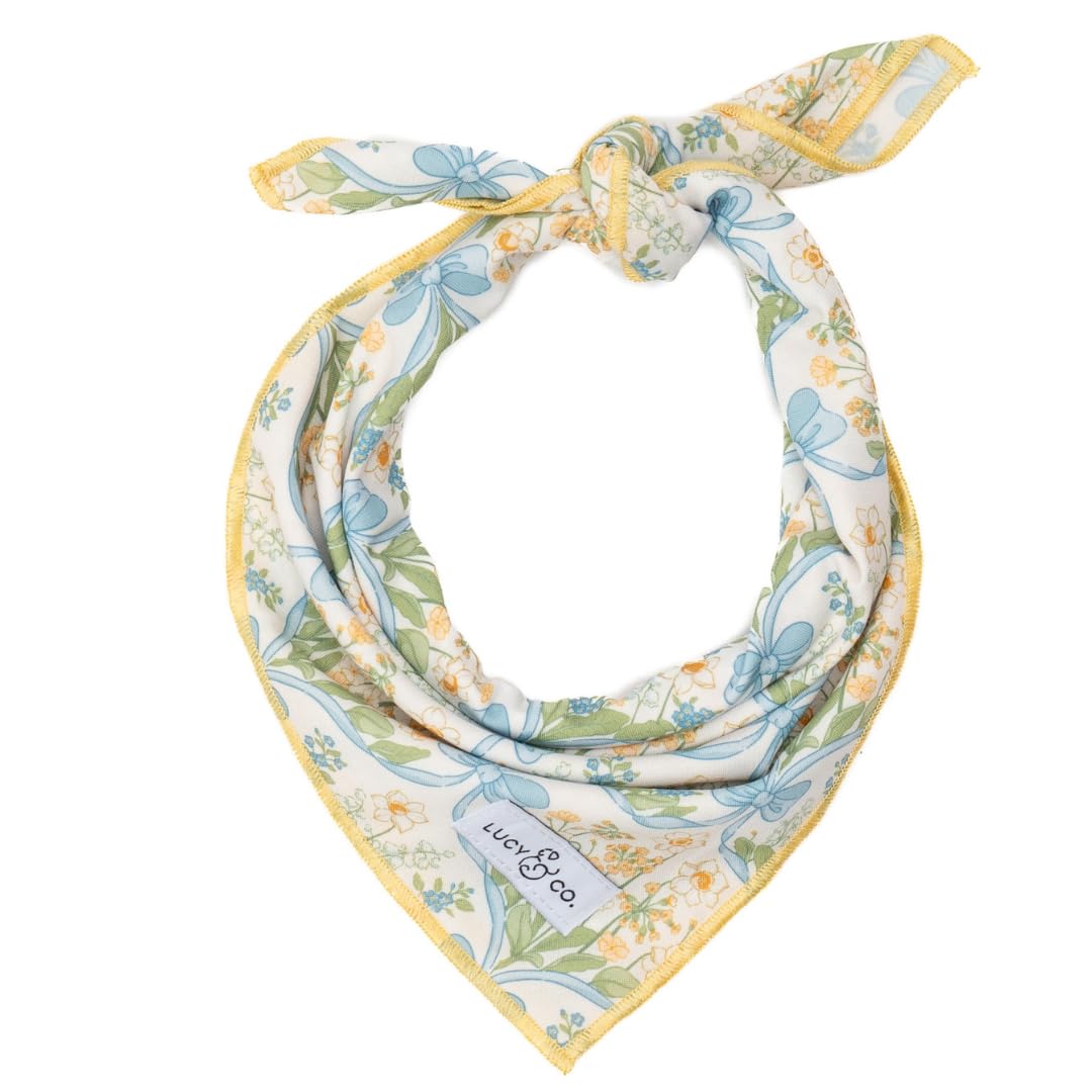 Lucy & Co. Sunshine and Daffodils Dog Bandana, Cute Pet Bandana for Dogs, Soft & Adjustable Neck Tie, Large
