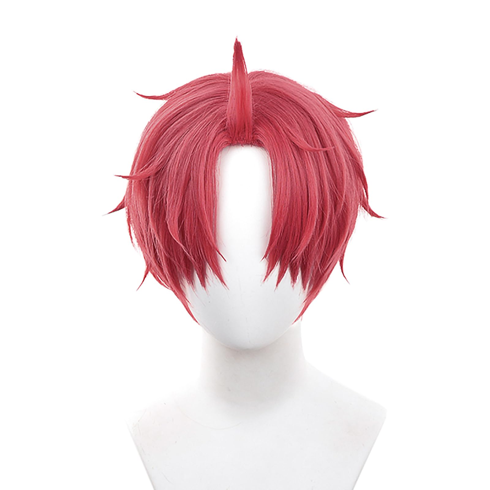 XiongXiongLe Halloween Red Cosplay Wig Men Costume Short Wave Red Hair Replacement Wigs for Adult Women Cos Anime Party Christmas Comic Costume