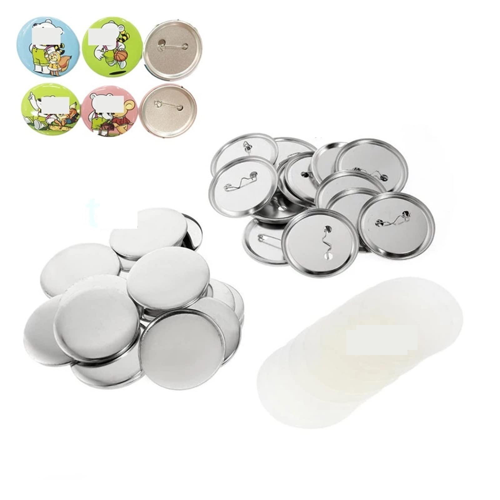 300 szt. Puste przypięte z powrotem metalowy przycisk przypinany Materiały eksploatacyjne Części do odznaki Button Maker(32MM)
