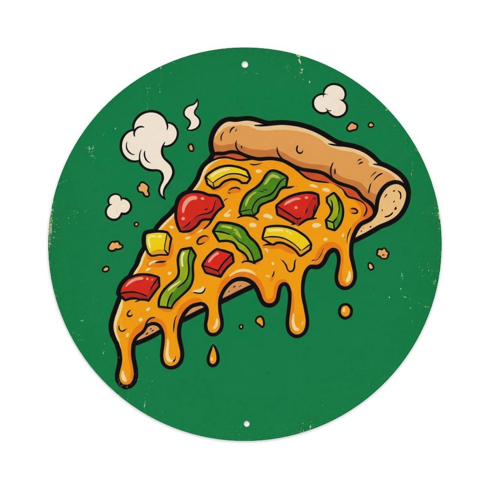 Huiyhb 8X8inch(20X20cm) Vintage Pizza Slice Bell Pepper Metal Tin Sign