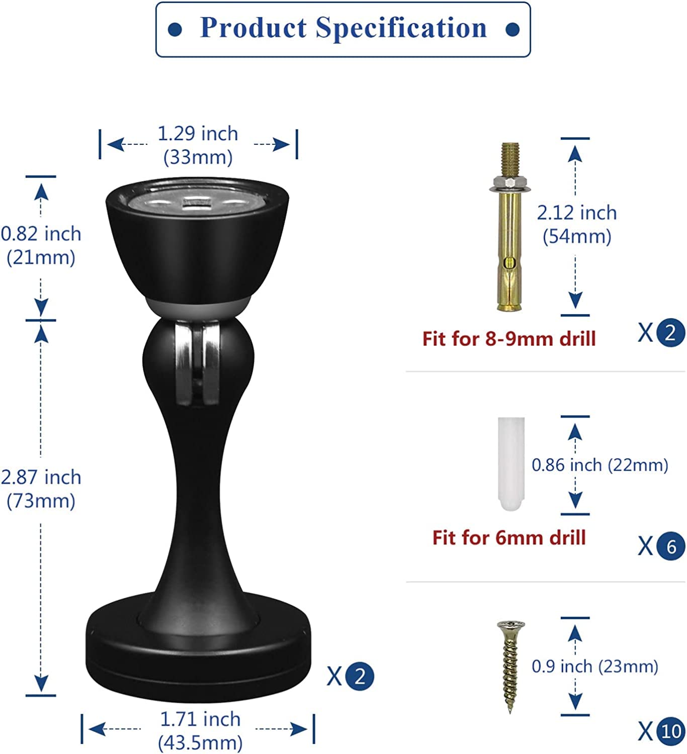 KOLAKO Magnetische deurstoppers, zwarte