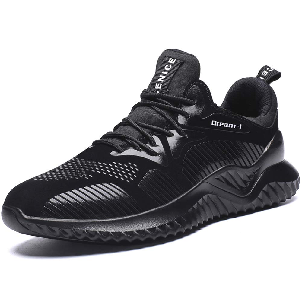 RUMPRA Mens Running Shoes Comfortable Fashion Sneakers Outdoor Sports Road Walking(Black,40)