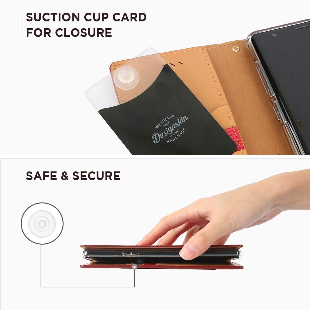 Flаѕh Sаlе Buу 1 gеt 1 DesignSkin Note 9 Wetherby Permium Basic Flip Folio Wallet Case: 100% Leather That is Genuine Cowhide w/Card Slot & Cash Pocket for Samsung Note9 - Red