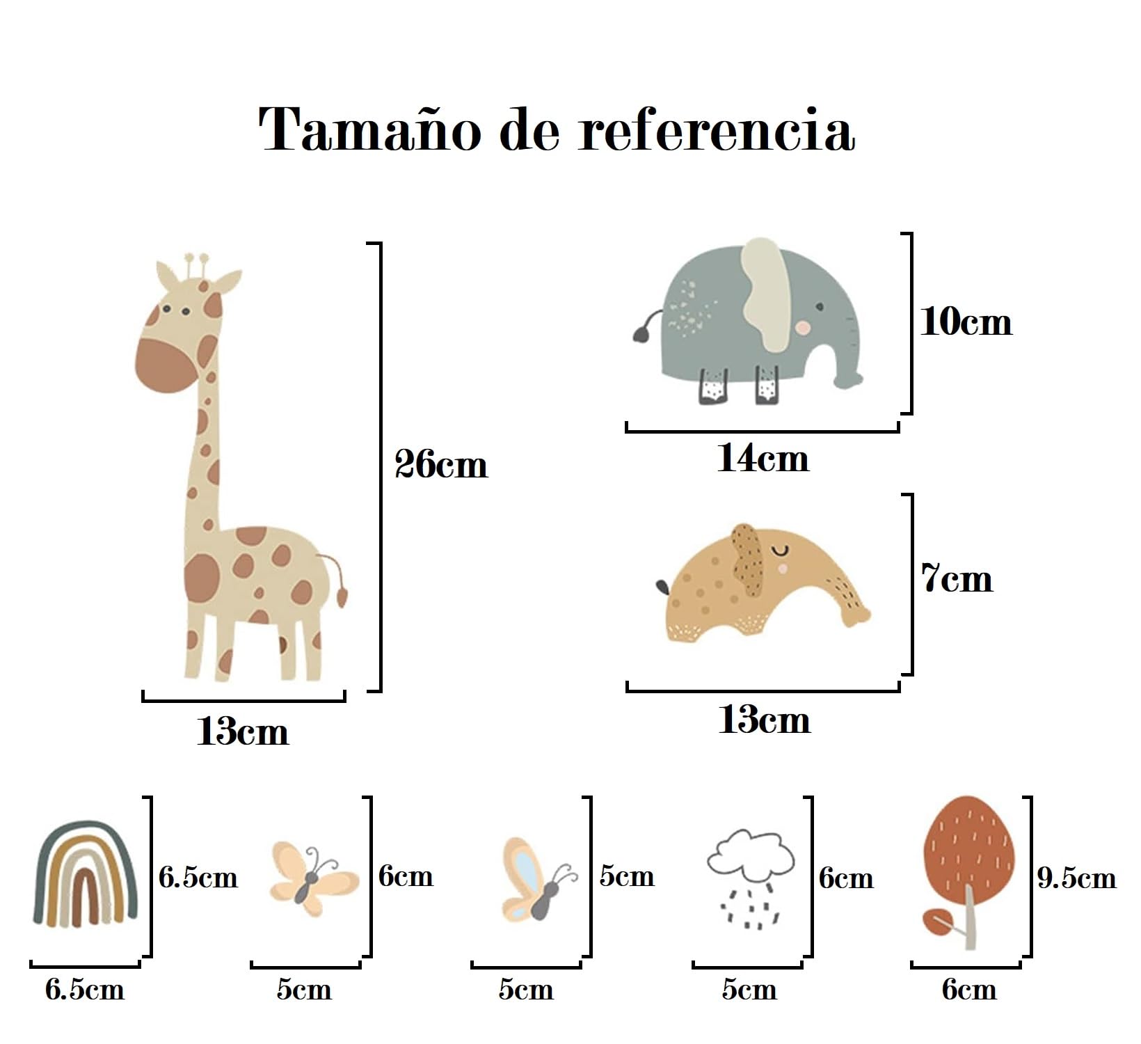 Set de 19 Pegatinas Infantiles de Vinilo Adhesivo - Animales y Mariposas Decorativas - Decoracion habitacion infantil - Decoracion Habitacion Bebe - Vinilo Adhesivo Pared