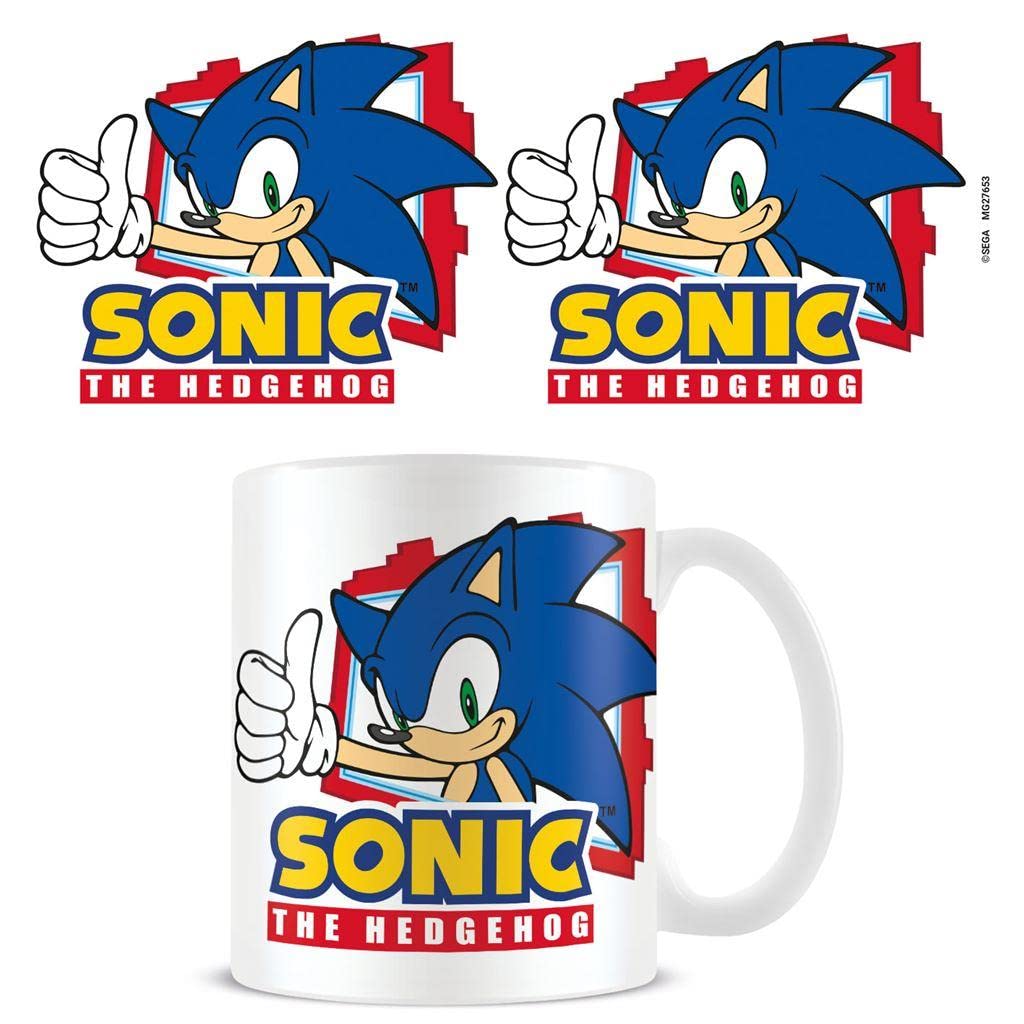 Sonic The Hedgehog Mug (Thumbs Up Design) in Presentation Gift Box - Official Merchandise, Blue,Green