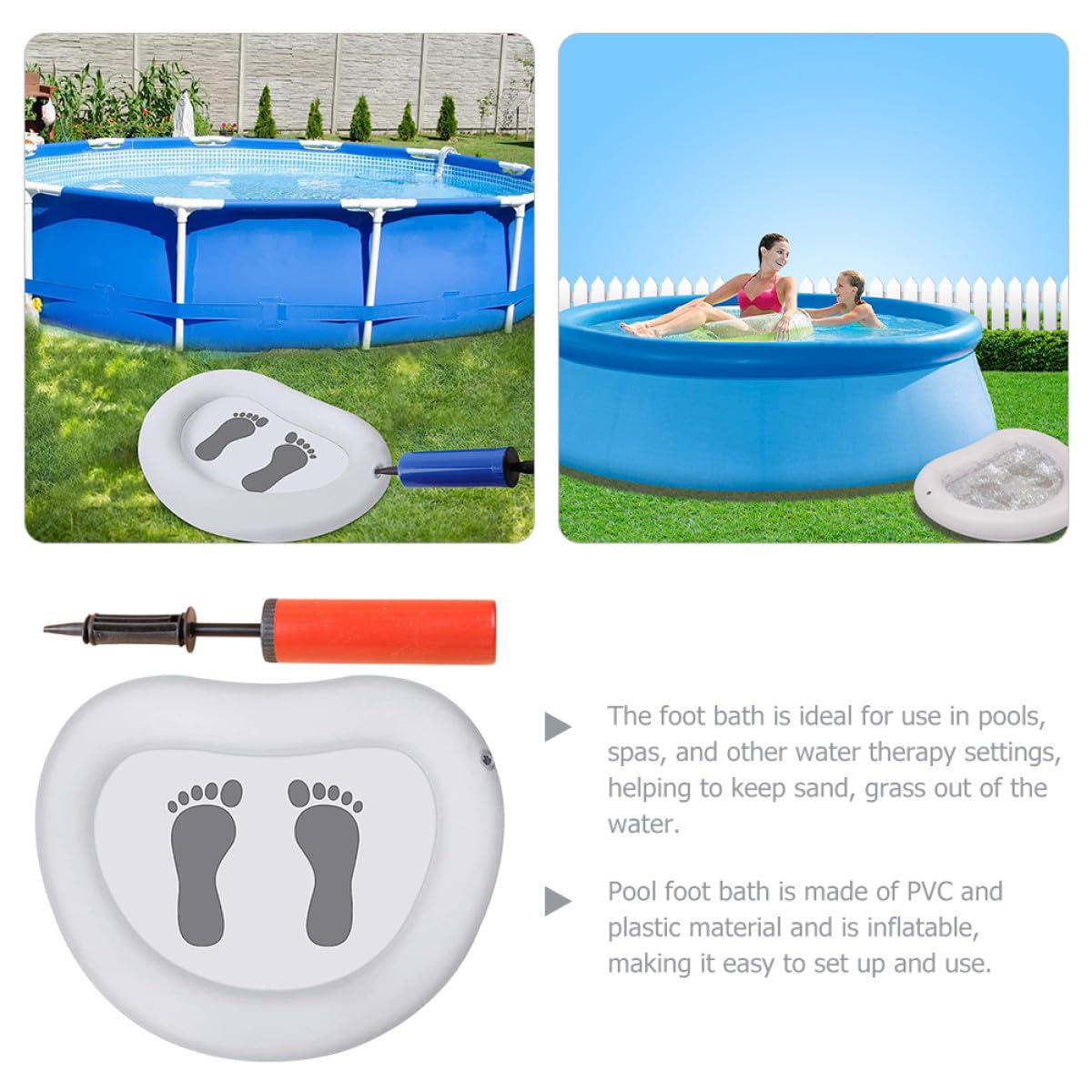 SOLUSTRE Pediluvio Gonfiabile per Piscina e Spa in Pvc Superficie Antiscivolo e Tappetino Massaggiante per Piedi Facile da Montare Colore Casuale