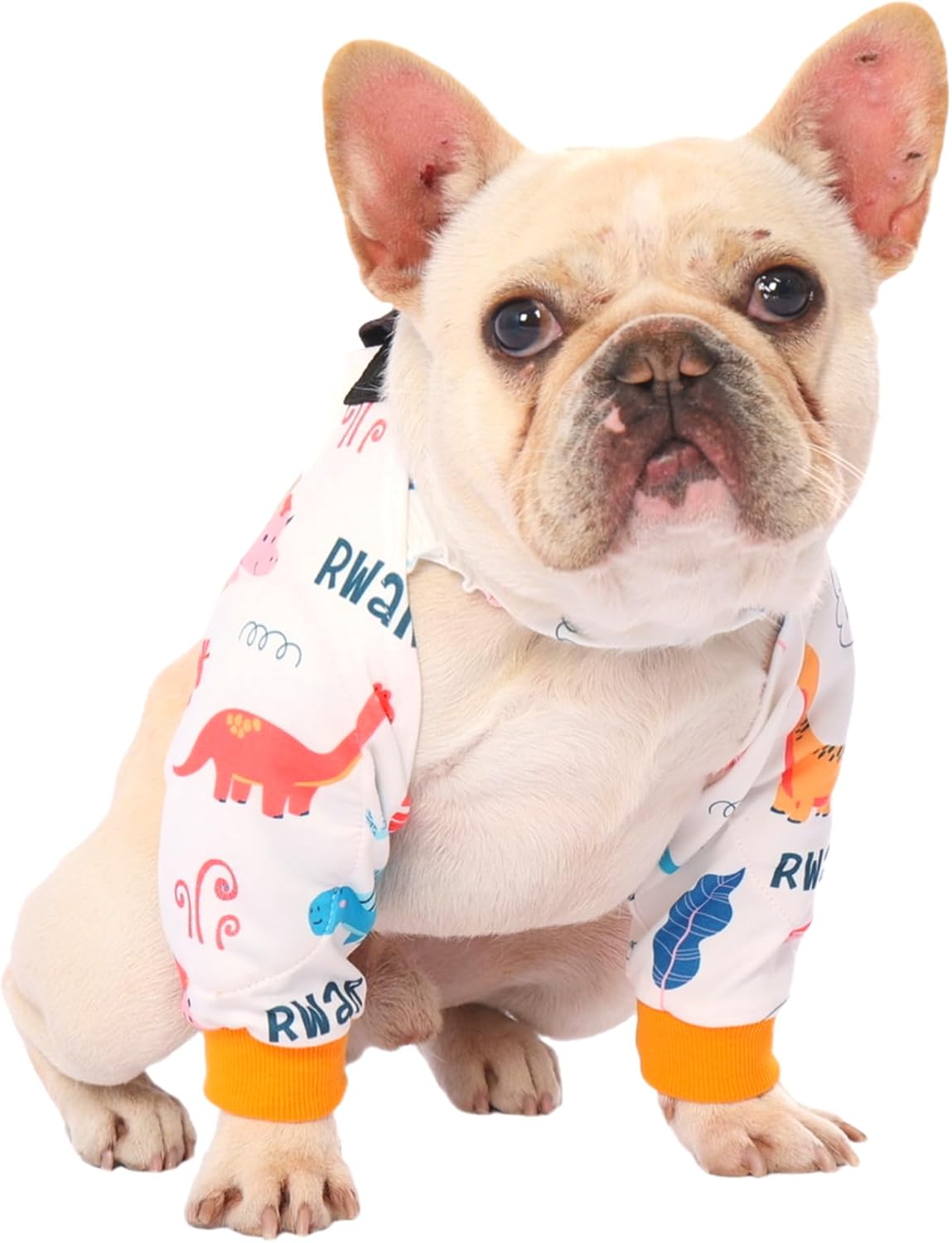 PetWarm Dog Sleeves Two-Limb, Dog Recovery Sleeve Front Leg, Stops Licking or Chewing, Anti-Slip Straps Hold Secure, Dinosaur Print for Photos, Ideal for Indoor Rest or Outdoor Play, Orange, S