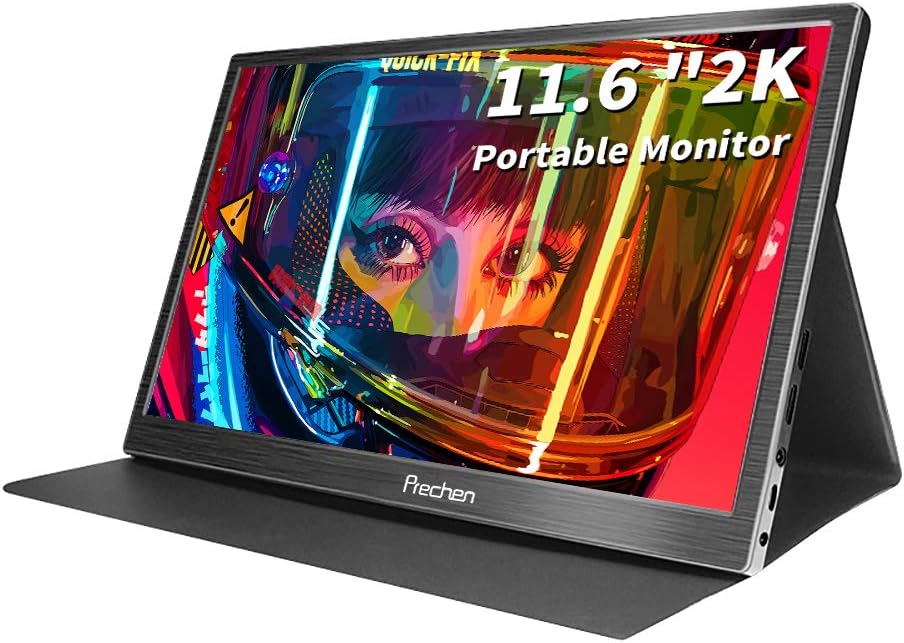 Prechen Portable Monitor 2k, 11.6 inch 2560 x 1440 IPS Display HDMI Monitor Portable Gaming Monitor 2k Compitable for Laptop PS3 PS4 Camera Windows 7 8 10(Two HDMI Interface,Headphone,Speaker)