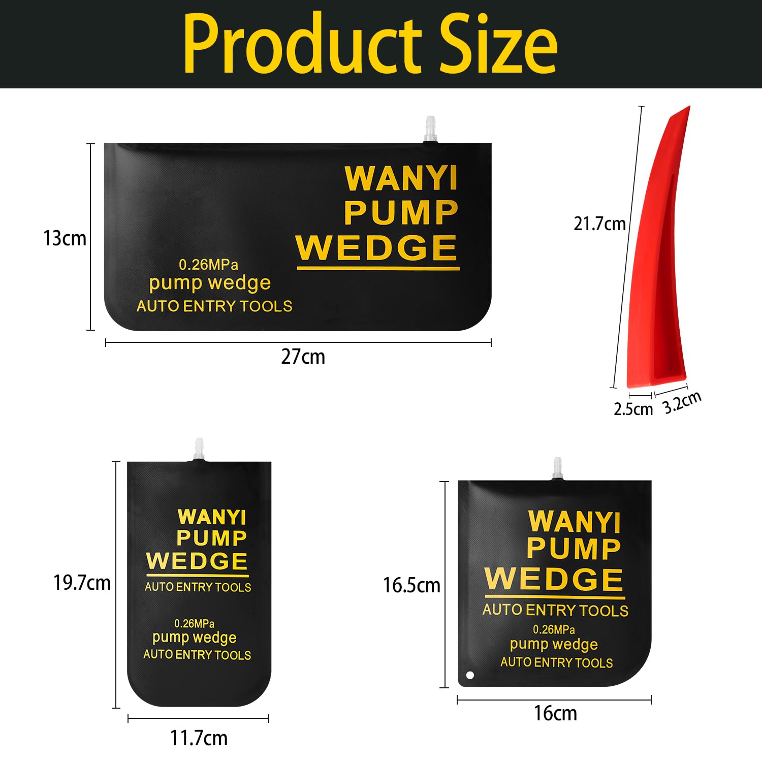 WANYI 3 PCS Air Wedge Pump Bag Coussin kit ouverture porte voiture soulever meuble lourd coussin gonflable bricolage coussin levage kit de levage meuble lourd (Platz+Kleines Rechteck+Großes Rechteck)