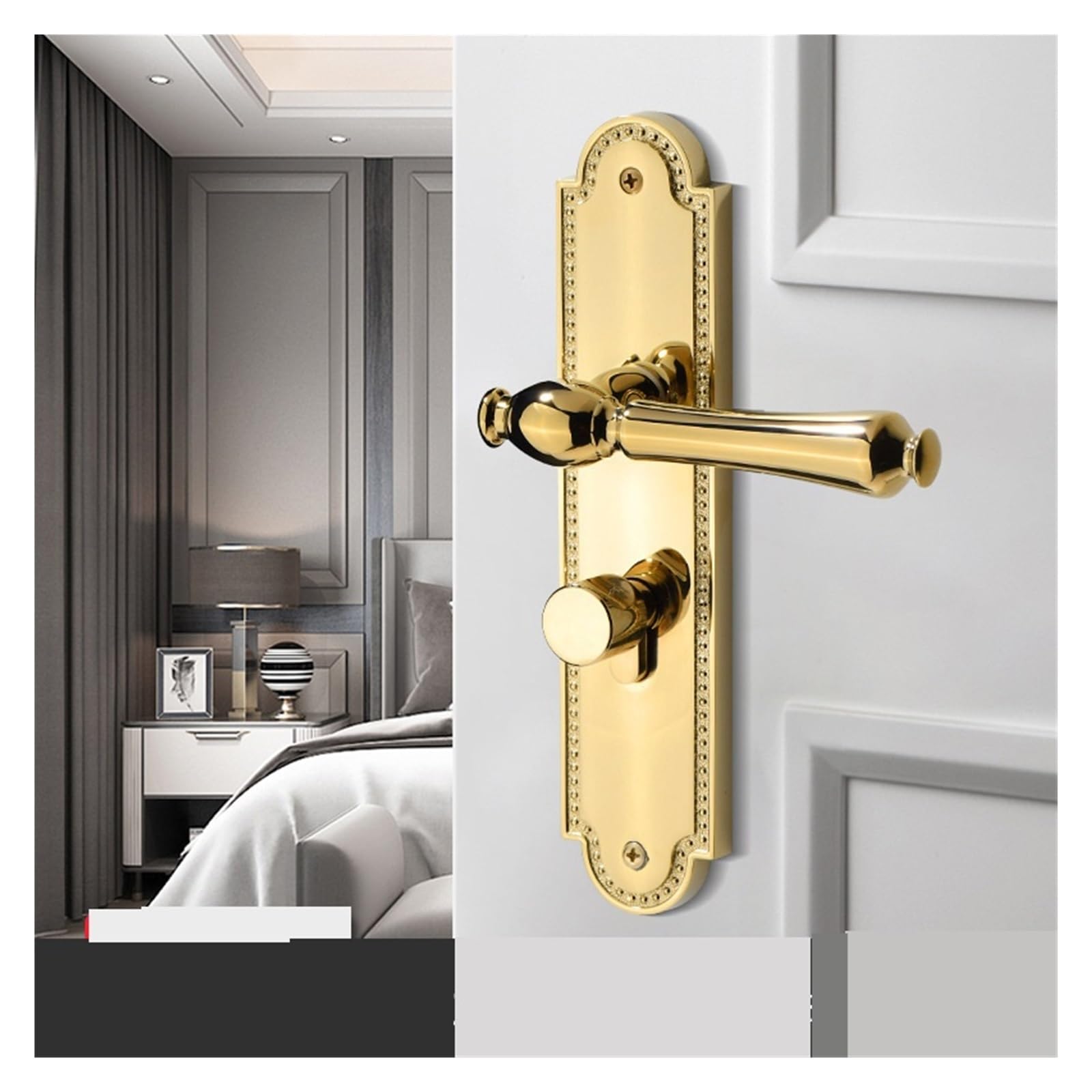 Serrure de porte intérieure de prestige dorée en version split magnétique haut de gamme