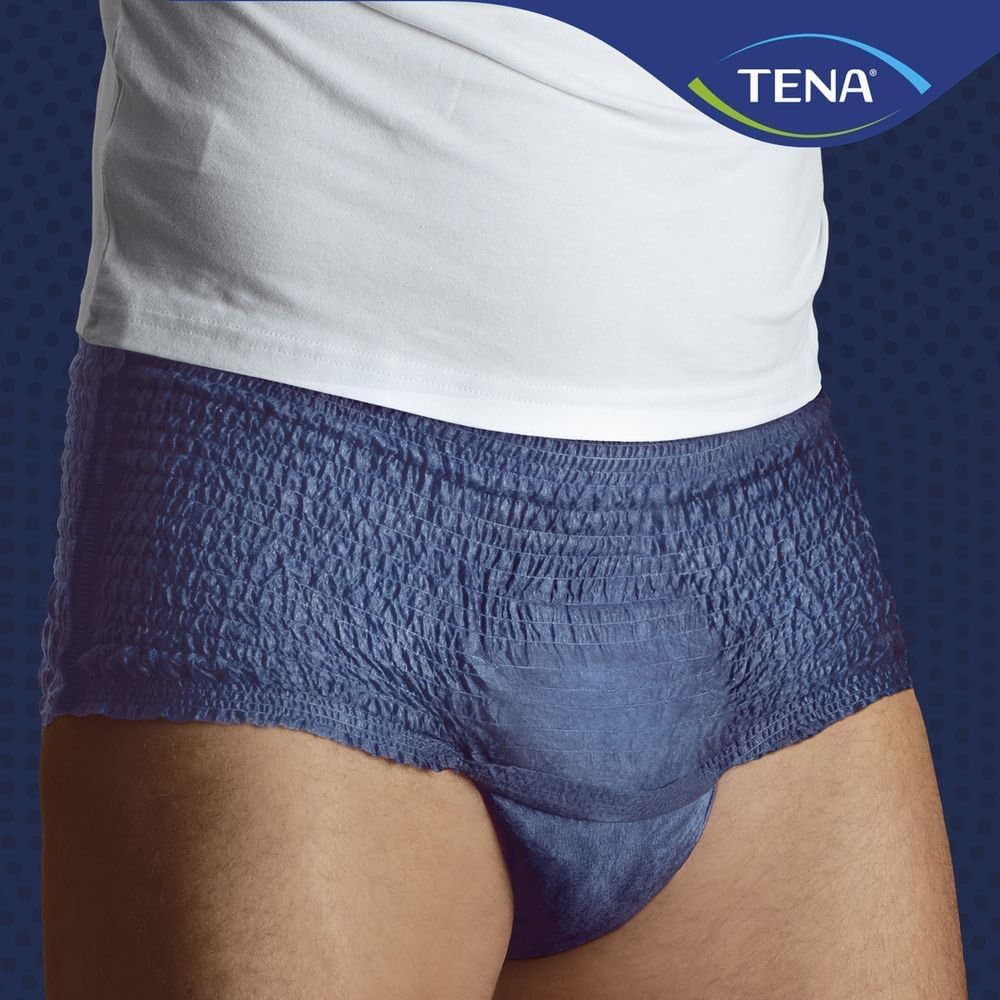 Tena Pants Men, Cueca Descartável para Incontinência Urinária, Azul Marinho, G/EG - 16 unidades