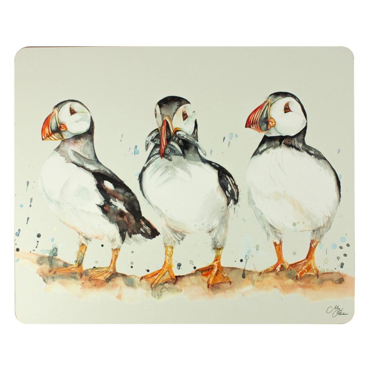 Nauticalia Nicht Zutreffend Meg Hawkins Puffin Trio Placemats, Set Of 4,