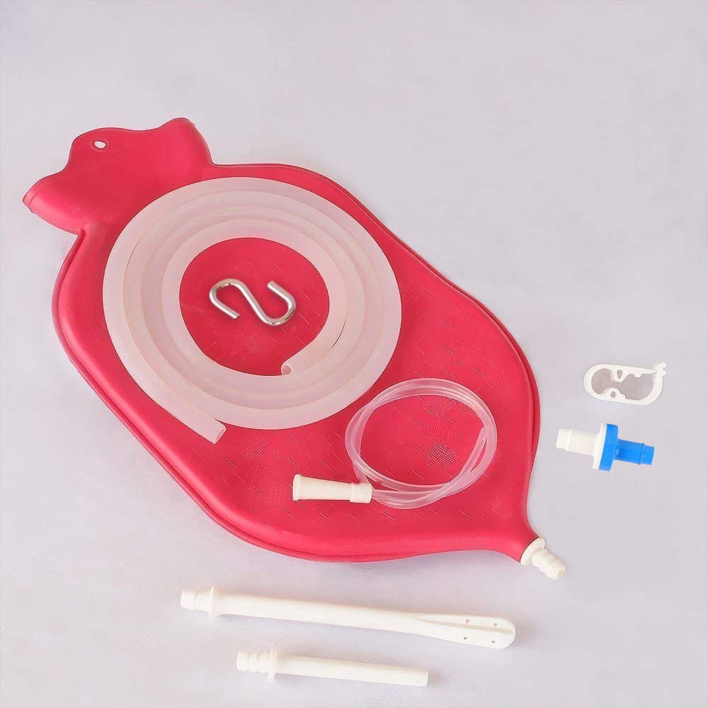 HealthAndYoga(TM) Enema Bag Kit (2 Quart) MessFree, Hygienic Enema