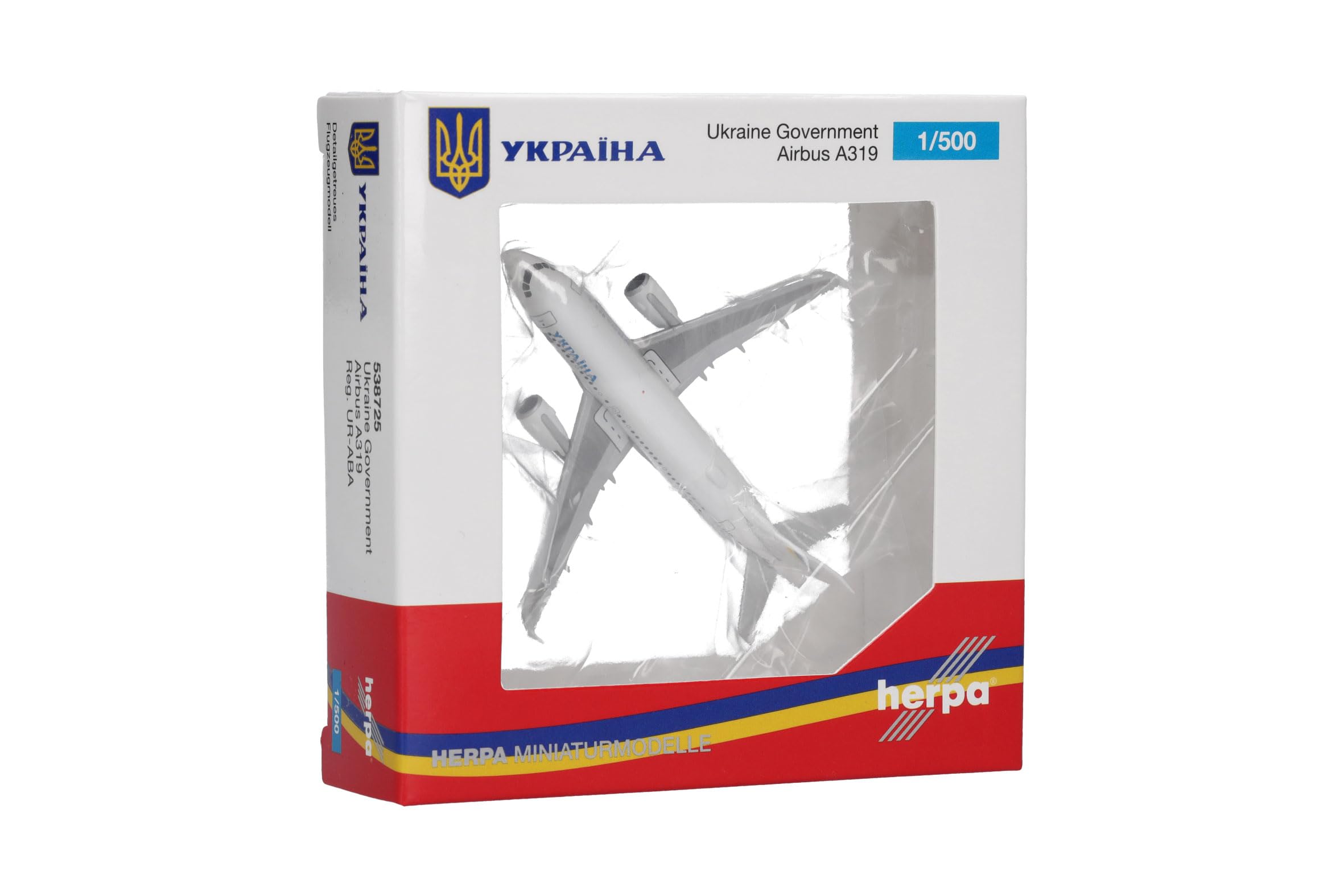 Herpa aereo in miniatura Governo Ucraino Airbus A319 ACJ, miniatura in scala 1:500, pezzo da collezione, modello di aereo senza base, metallo