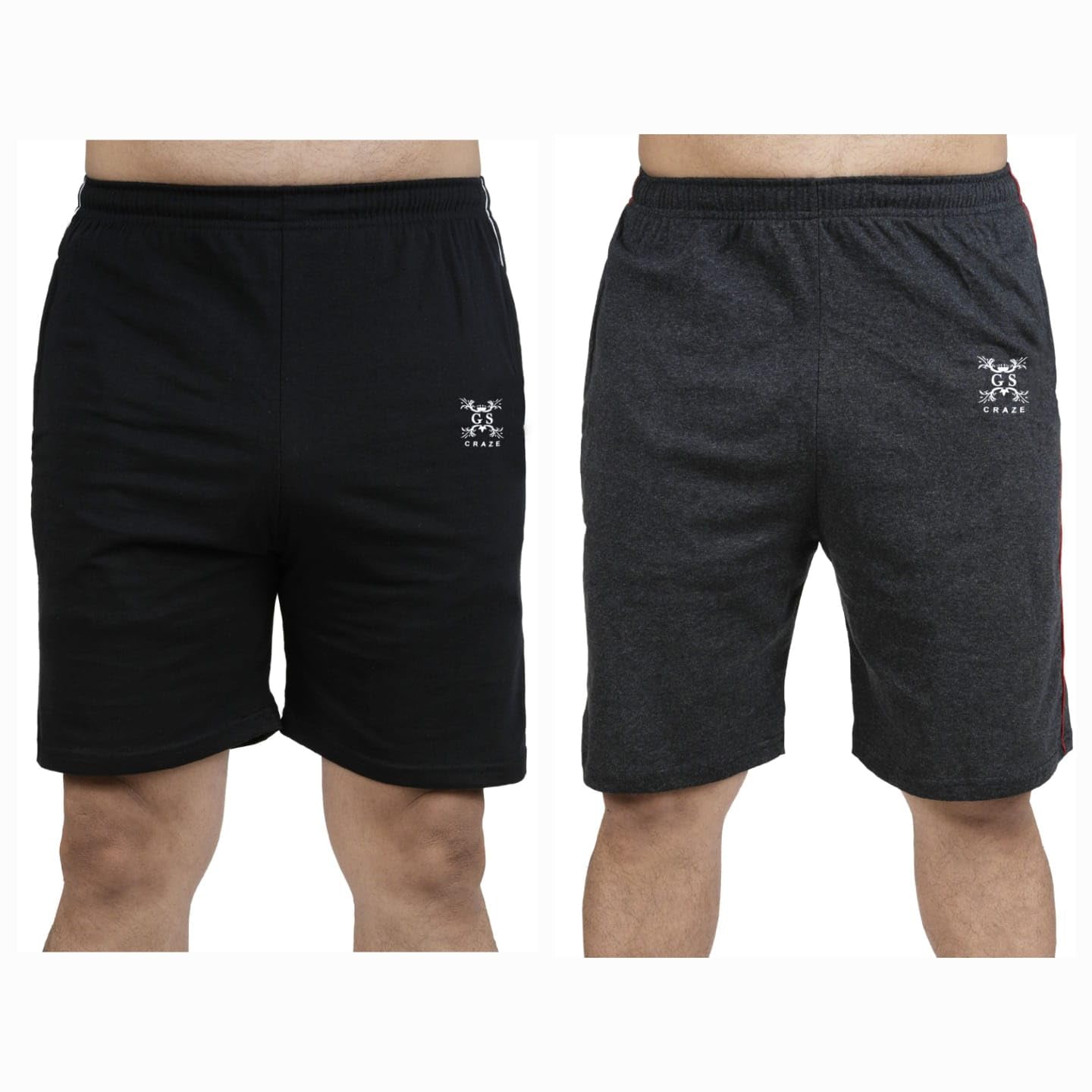 G S Craze Men's Shorts Comfortable and Stylish for Every Season Shorts Black & Grey - L (Pack of - 2)-image-25