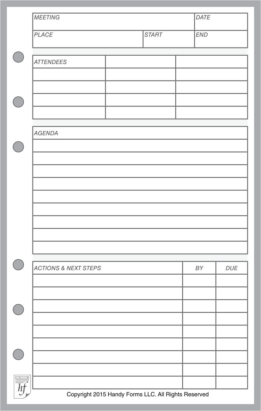 Compact Meeting Planner Pages. 50 Sheets, 4.25" x 6.75" โ image 1