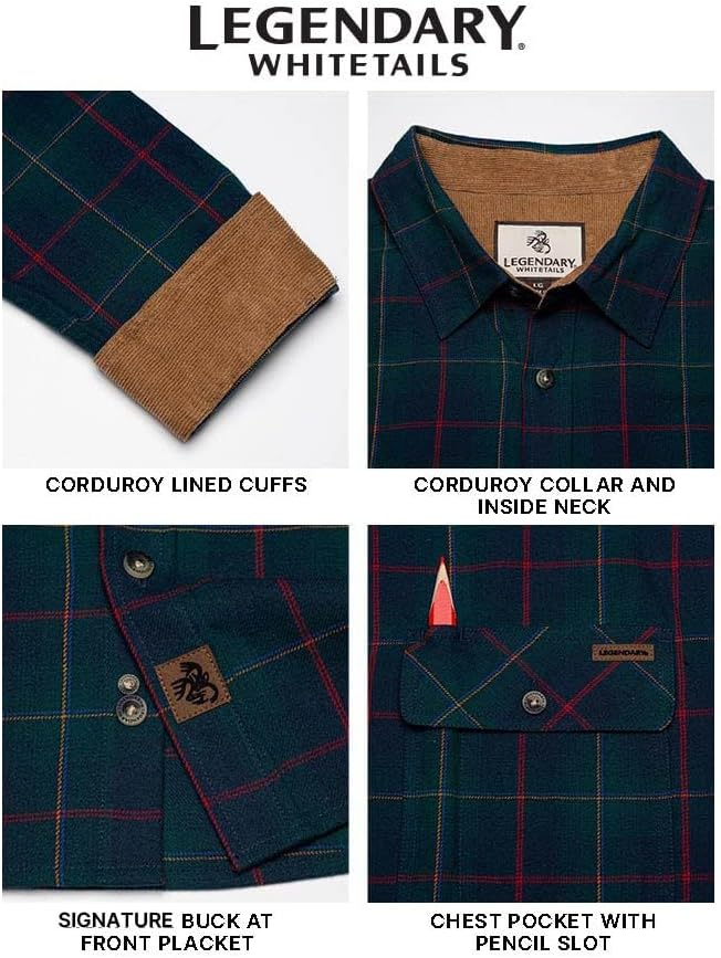 Legendary Whitetails Mens Long Sleeve Button Down 100% Cotton Flannel Shirt - Image 4