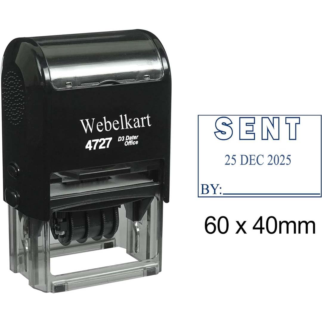 Webelkart 4727 Self-Inking Dater Stamp | Sent with Date & Signature Box | 60 x 40mm | Office Use | Adjustable Date Stamp