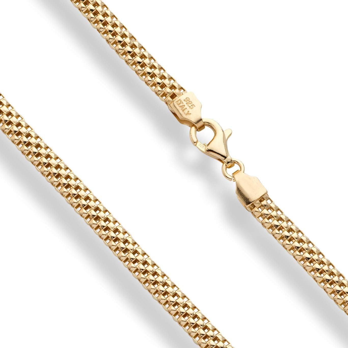 Miabella 18K Gold Plated 925 Sterling Silver Italian 4mm Mesh Link Chain Necklace for Women, Made in Italy - Image 2
