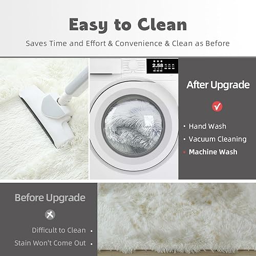 Miniatura 5 de Alfombras de área de 5 x 8 pies para sala de estar, lavables a máquina, suaves, esponjosas, antideslizantes, para sala de estar, niños, bebés,