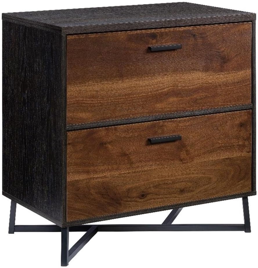 Pemberly Row Contemporary Lateral File Cabinet, 30" H x 30" W, Engineered Wood/Metal, Brew Oak Finish with Grand Walnut Accents, 2-Drawer, Modern Home Office Filing Storage