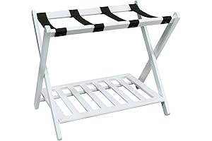 Folding Luggage Rack For Guest Room: Casual Home Shelf-White Luggage Rack, 26.75" Wide