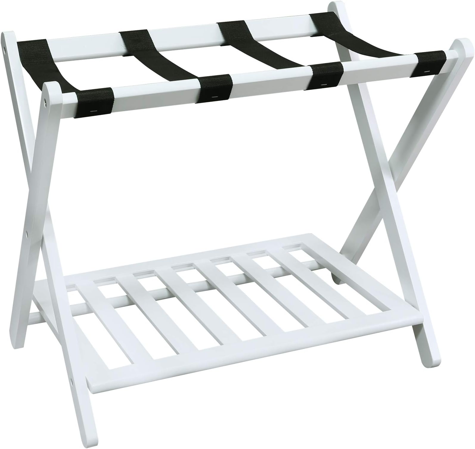 Casual Home Shelf-White Luggage Rack, 26.75" Wide