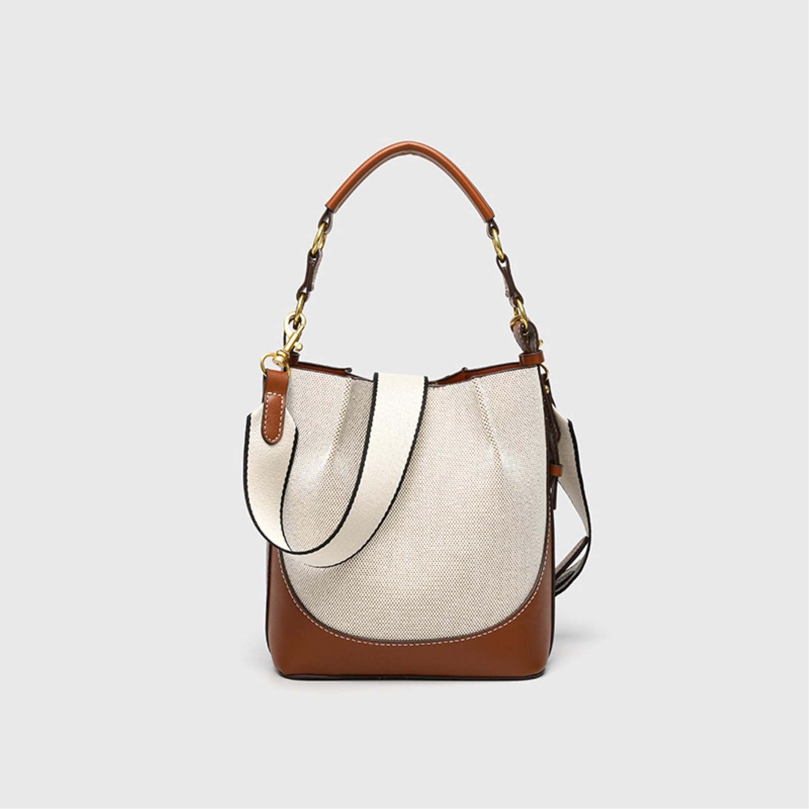 Borsa A Tracolla da Mano Secchio Donna, Spalla Maniglia Superiore Convertibile con Cinturina Larga Rimovibile-Black Pu