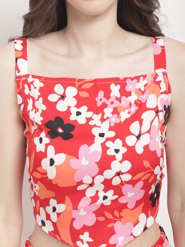 EROTISSCH Women Printed Shoulder Straps Full Coverage Swim Set Red 4