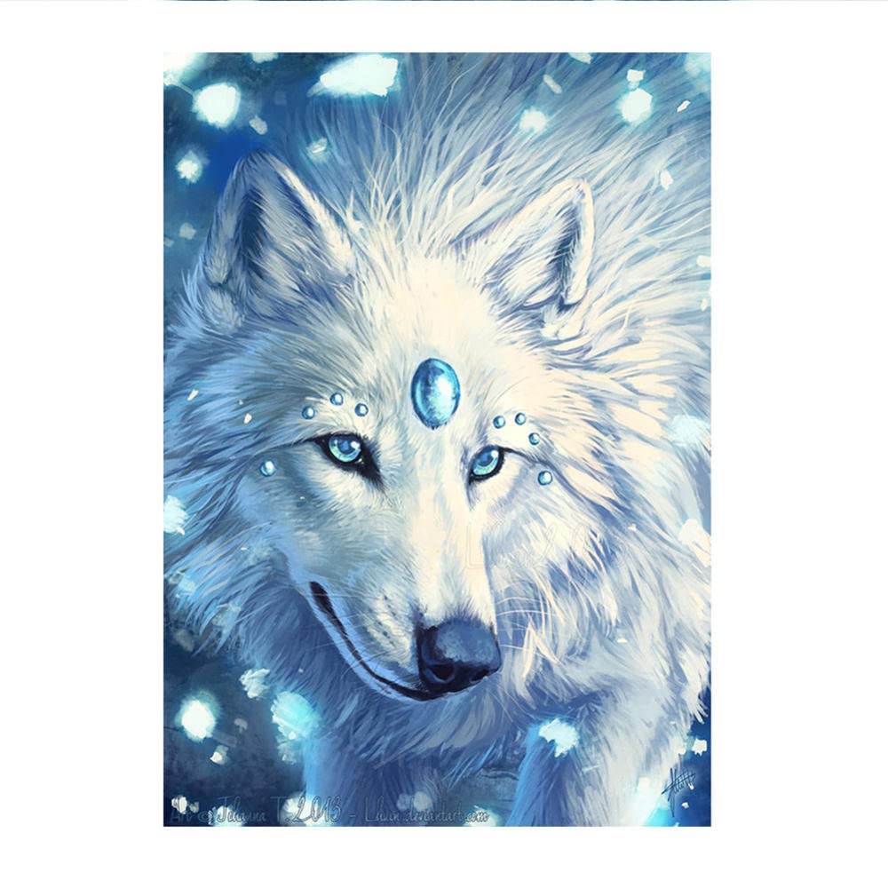 Diamant Painting Set "Schwarz-weißer Wolf" – 80x160 Cm, Vollbohrer, Round Drill, Inkl. Werkzeug