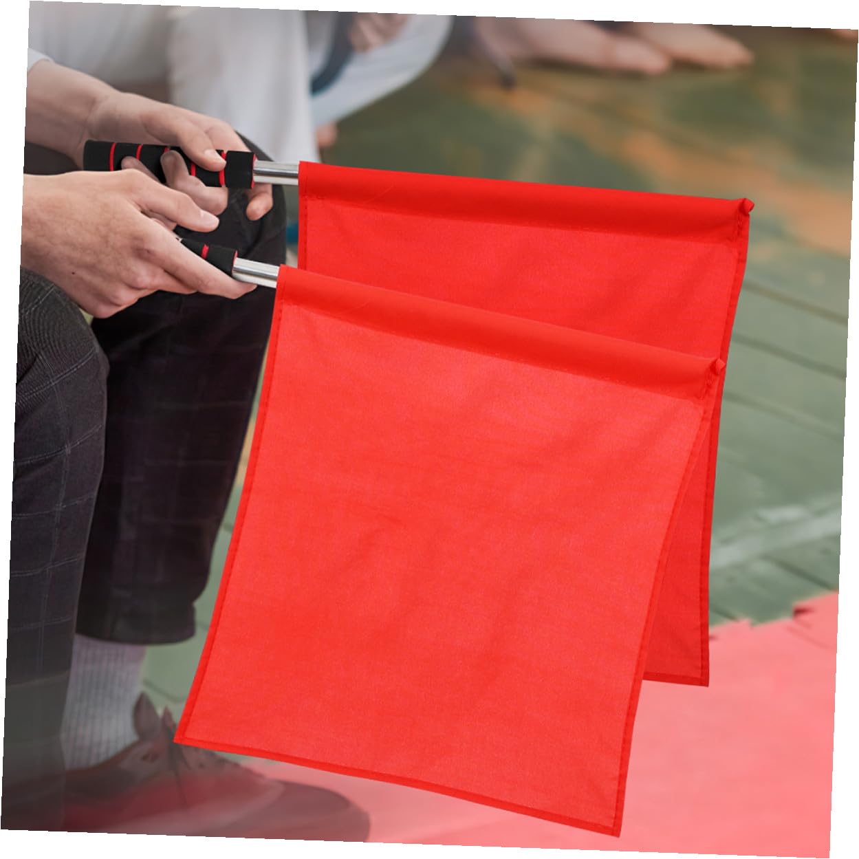 Alipis Drapeaux de Signalisation Arbitre 3 Pièces Rouge Polyester Léger Drapeau de Course pour Football Athlétisme Compétition Sportive Extérieur