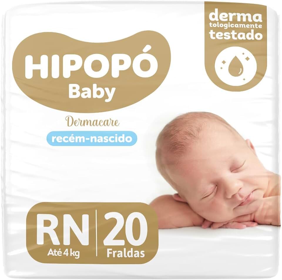 Fralda Infantil Hipopo Baby RN com 20 unidades