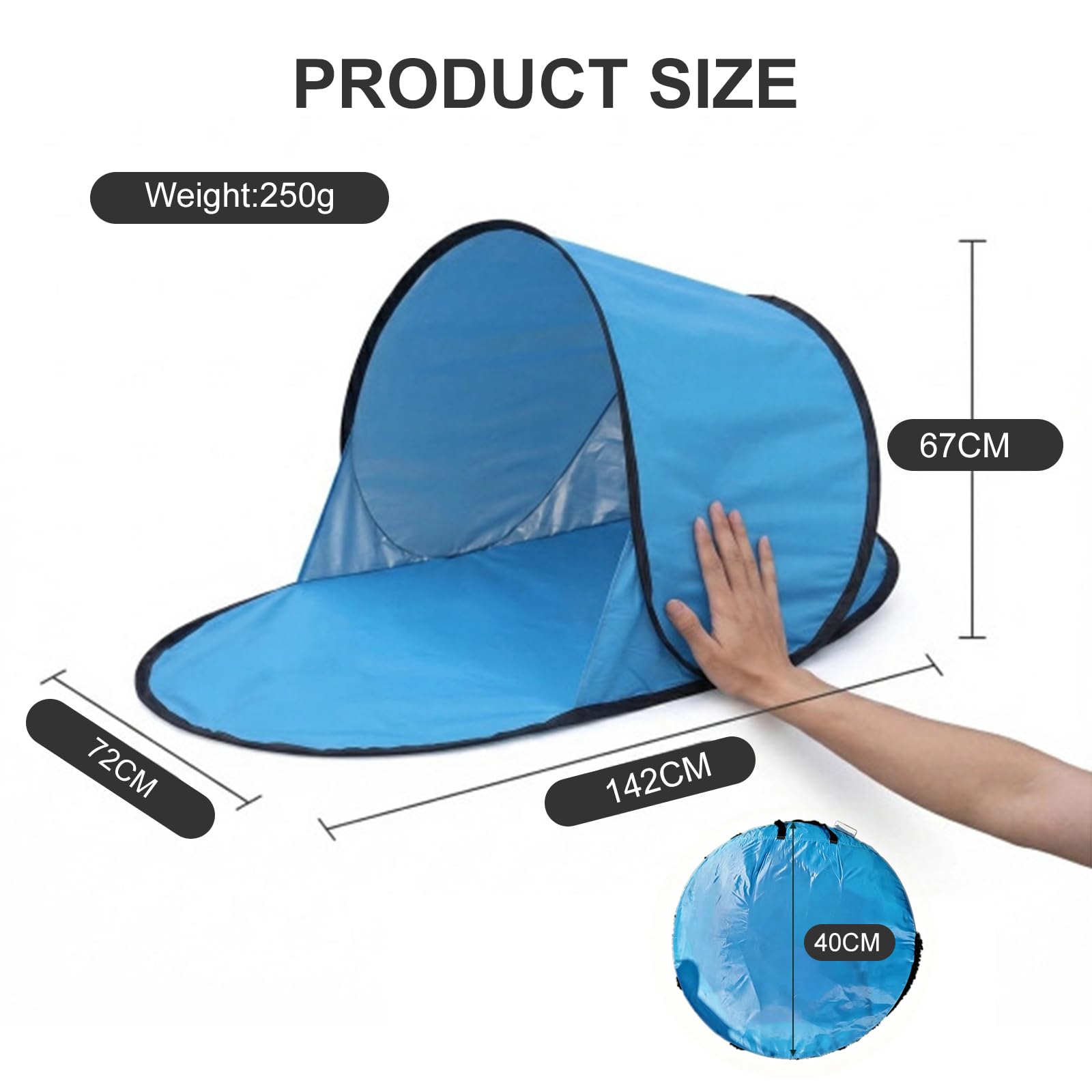 Tienda de Playa Pop Up Automática, Toldo de Sombra, Ideal para Acampadas y Pesca