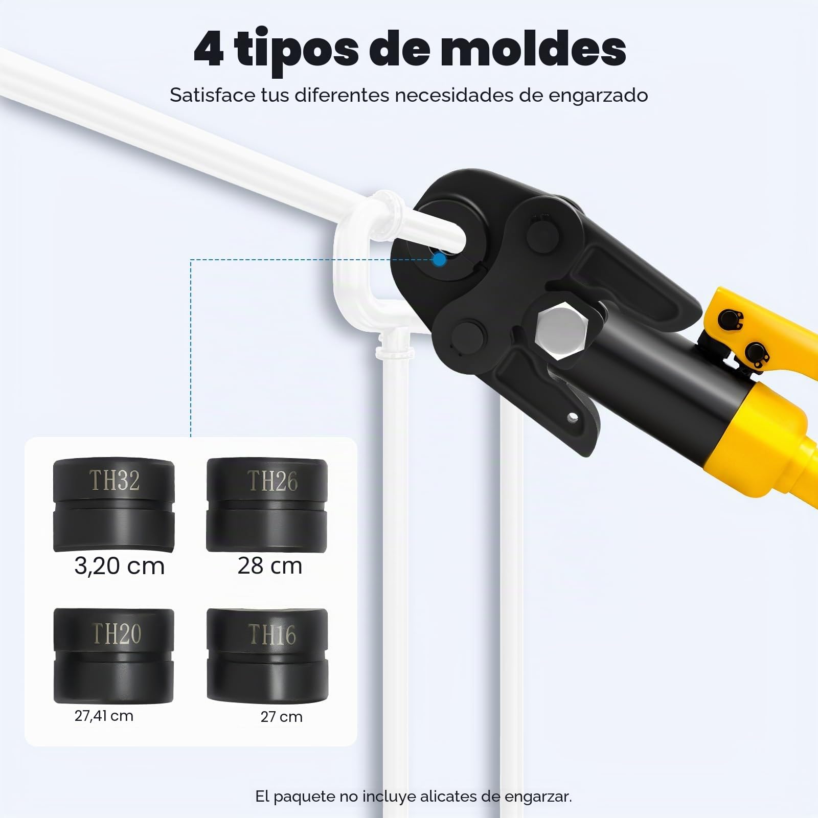 Alicates de presión profesionales con insertos TH-Contour 16-32mm, inserto de alicate de presión, para tubos compuestos de aluminio-plástico, PEX, cobre, acero inoxidable