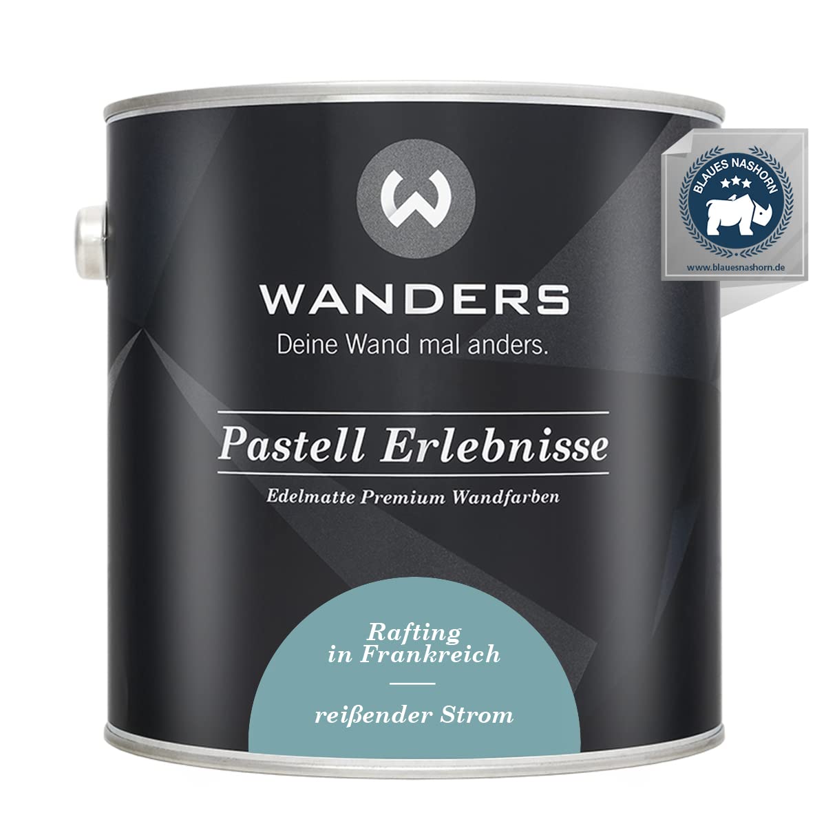 Wanders Pastell Erlebnisse 2,5L - reißender Strom/Blau-Grün - Edelmatte Wandfarbe! Küchenmöbellack und Möbelfarbe. Kreidefarbe für Holz & mehr. Hohe Deckkraft, schnell trocknend