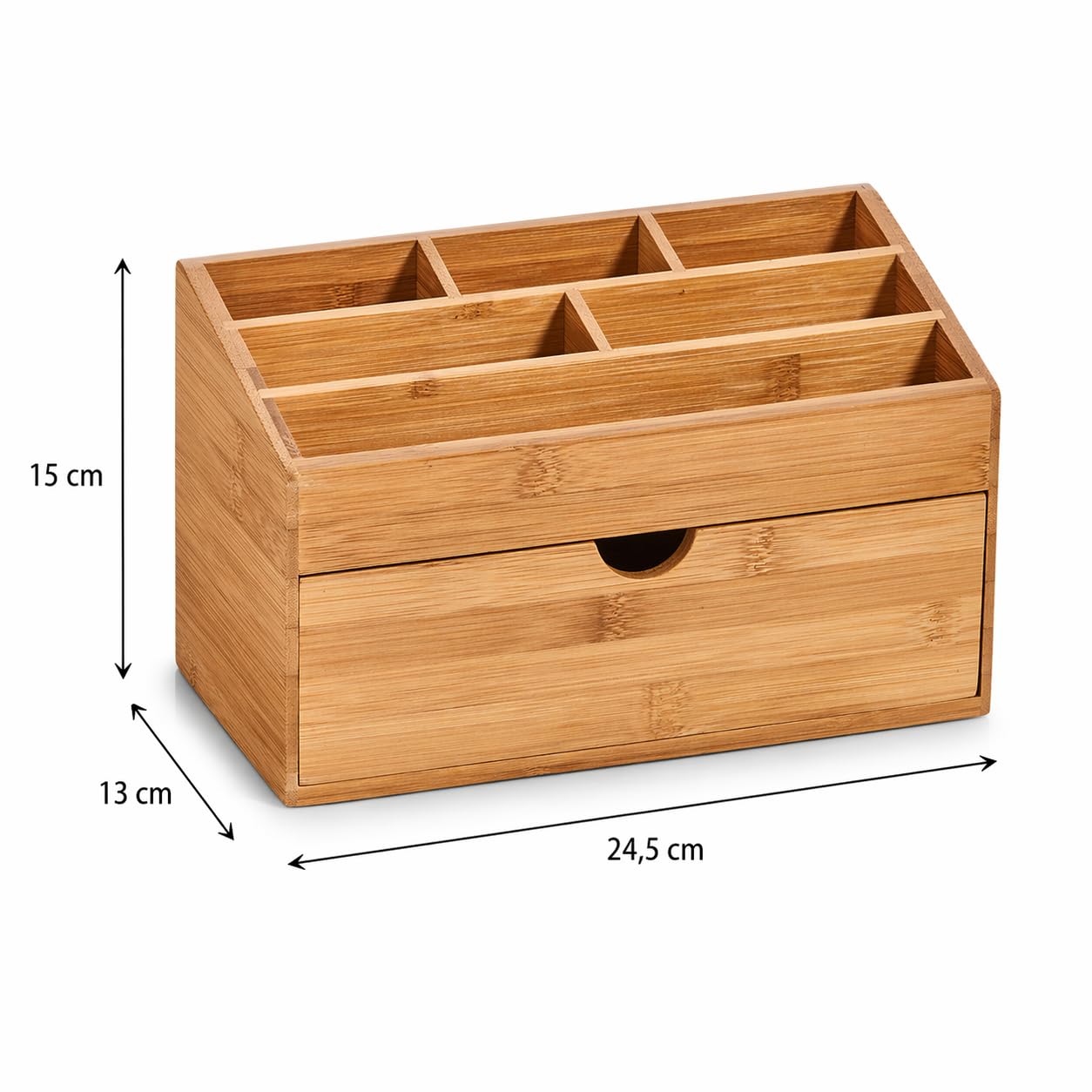 hausleben Schreibtisch Organizer aus Bambus mit Schublade – 6 Fächer Stiftehalter & Büro Organizer, Schreibtischablage für Büro & Home Office, 24,5 x 13 x 15 cm