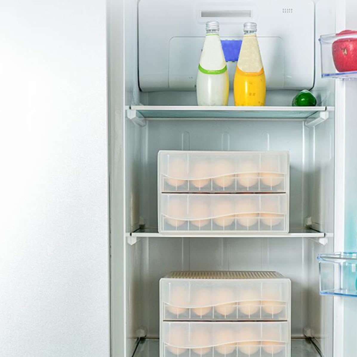 Egg Storage Box Refrigerator Organizer 60 PP Grid Double Layer