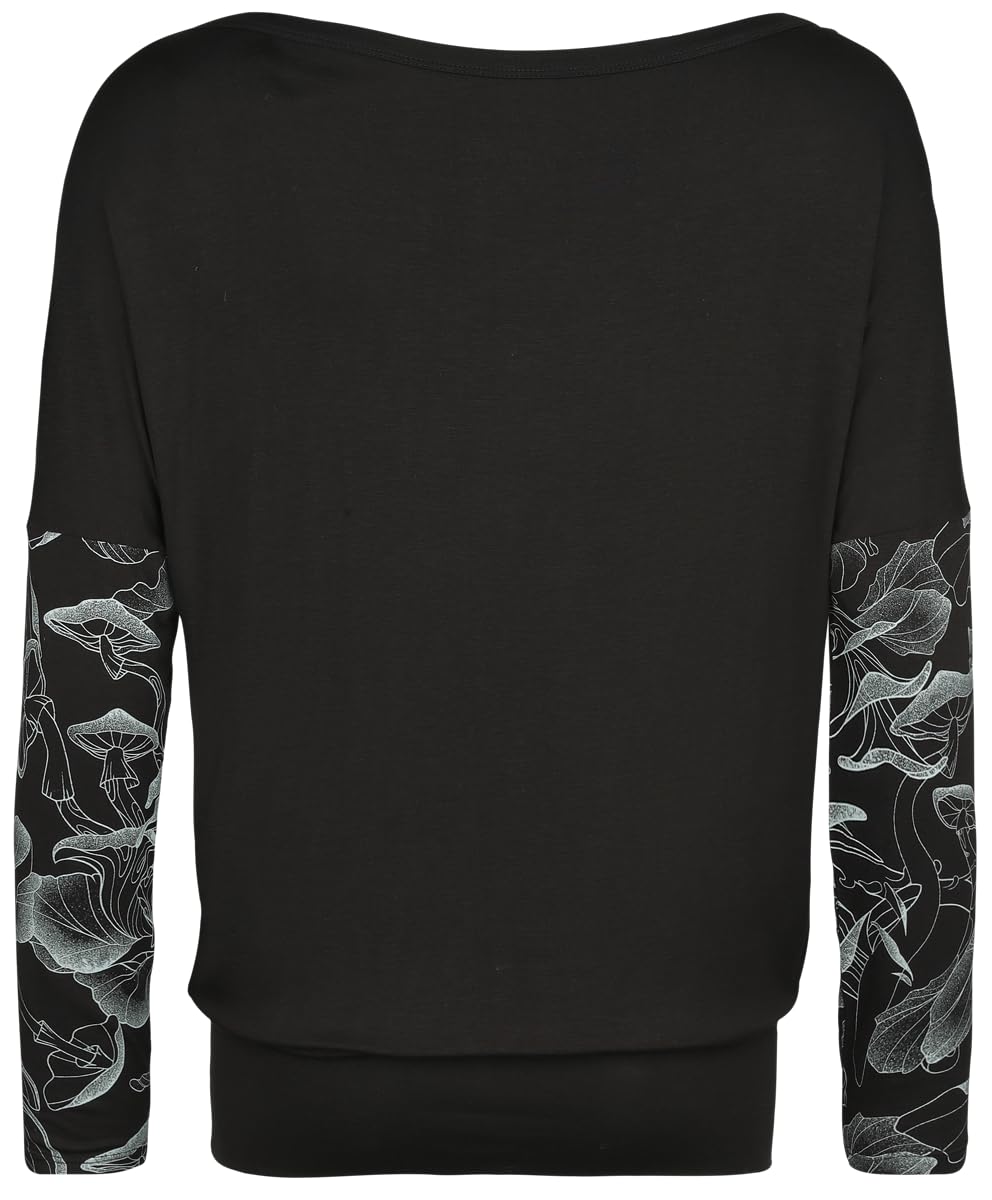 Full Volume by EMP Damen schwarzes lockeres Langarmshirt mit Print L