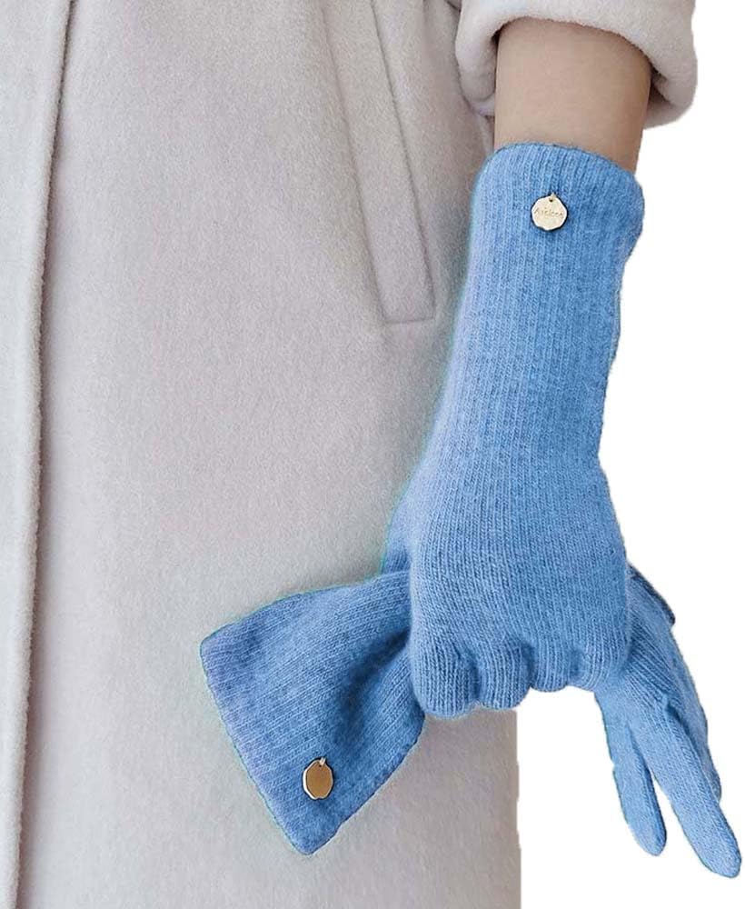 100% Organic Wool Gloves, Winter Long Gloves for Women, Touchscreen Wool Glove for Cold Weather