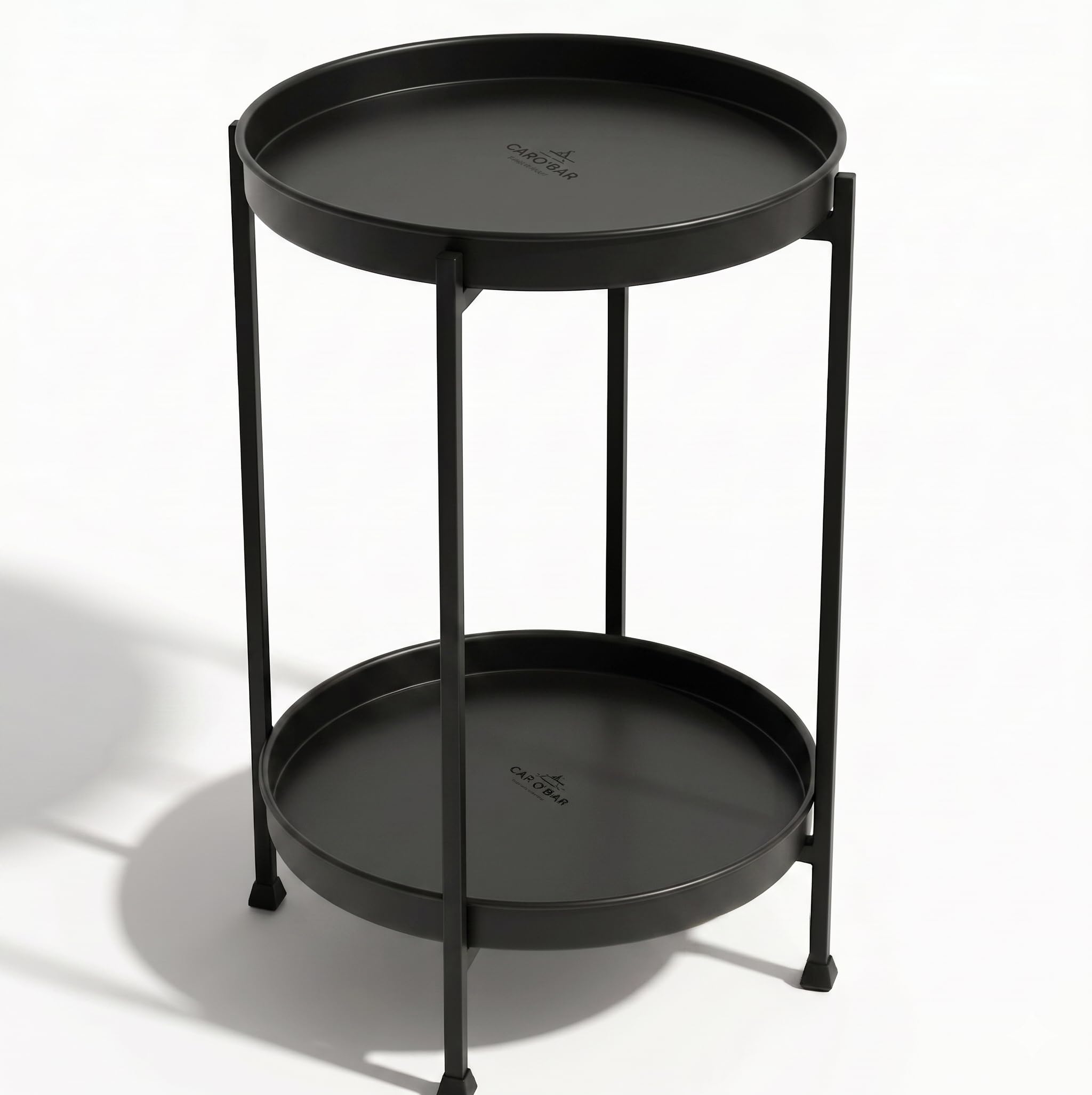 CAR-O-BAR Multipurpose Folding Bar Stool with Detatchable Serving Trays | Side Table with 2 Black Trays for Bar, Coffee, Home and Office | Multipurpose Retro Bar Corner for Home 4