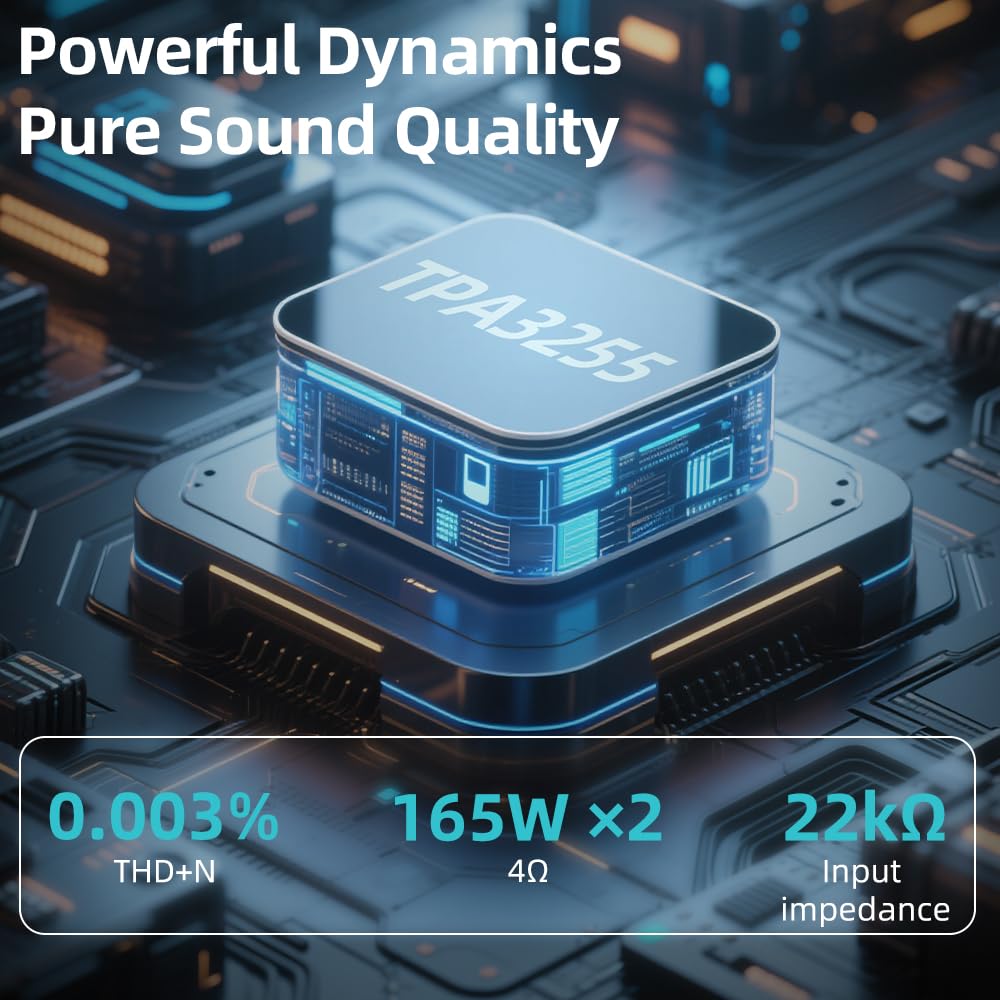 SMSL AL400 Décodeur Hi-FI Tout-en-Un, préamplificateur, amplificateur de Puissance Phono TPA3255 et Puce DC43141 DAC Full MQA, MM et MC Cartouche HDMI (eARC), pour TV, Home cinéma (Noir)