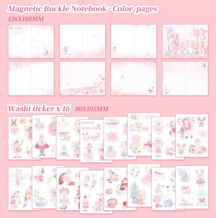 Image of WEMOL Vintage Journal Scrapbook Pack Kit for Art Journaling Bullet, Planners DIY Paper Stickers, Craft Kits Notebook, Collage Album Aesthetic Sticker (Big Pink)