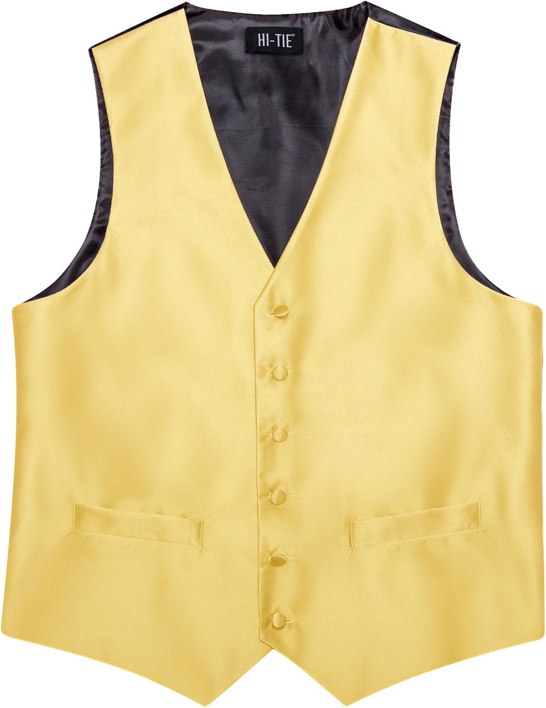 Hi-Tie Mens Light Yellow Silk Suit Vest Tie Set Paisley Waistcoat Necktie Handkerchief Cufflinks for Business Wedding Tuxedo - Image 4