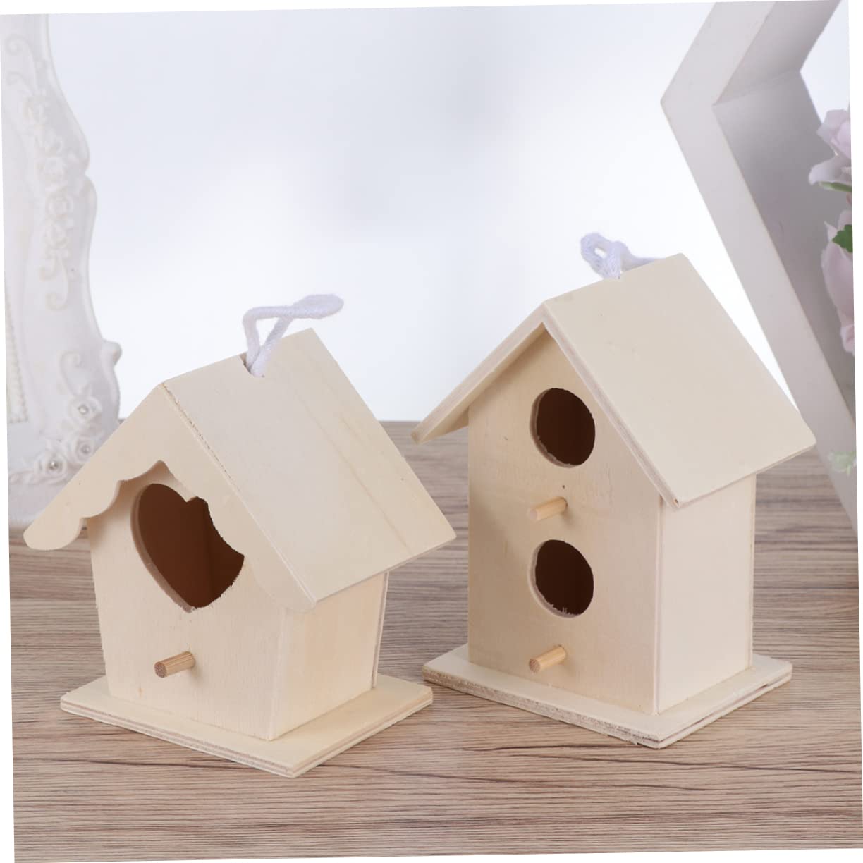 Nido di Uccelli in Legno 5 Pezzi, Casetta Creativa per Canarino e Pappagallo, da Dipingere, Decorazione Casa e Giardino