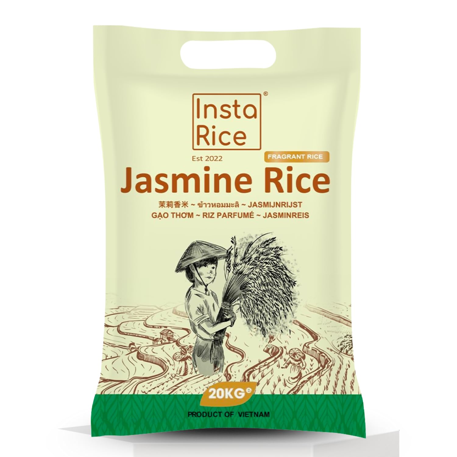 Premium Jasmine Fragrant Rice 20kg | Milagrosa – Pandan Rijst – Naturally Aromatic Long Grain – Soft & Fluffy Texture – Gluten-Free & Plant-Based – Ideal for Asian Cooking