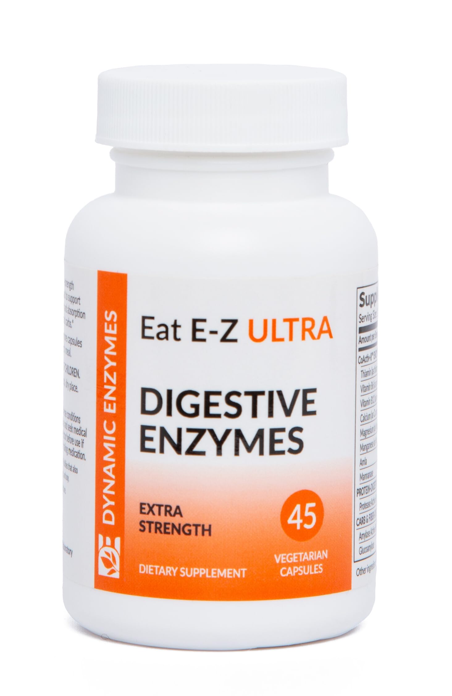 Dynamic Enzymes Suplemento de Multi-enzimas Digestivas Eat E-Z Ultra 45 cápsulas vegetarianas