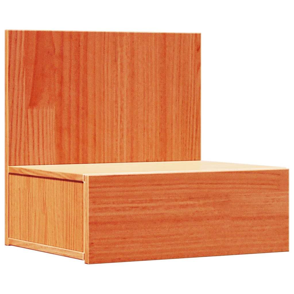 Table de chevet gain de place en pin massif brun cire petit meuble de nuit